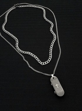 嘻哈街头滑板单链子组合套装项链