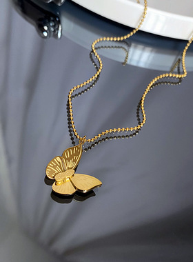 钛钢不掉色欧美风蝴蝶项链耳环