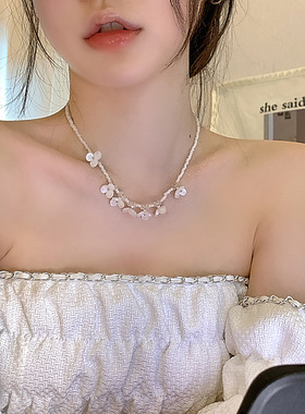少女心可爱水晶花朵项链