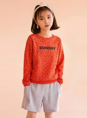 colormo儿童春秋装纯棉透气圆领套头长袖打底衫LOVE卫衣