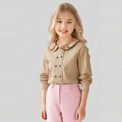 colormo女童纯棉长袖上衣衬衫