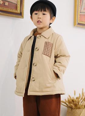 colormo男童秋冬款夹棉外套棉服上衣男女宝宝设计师款童装翻领