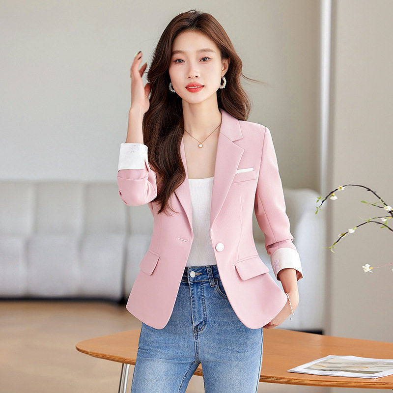 白色西装外套女春秋2024新款气质小个子女士修身新中式国风小西服