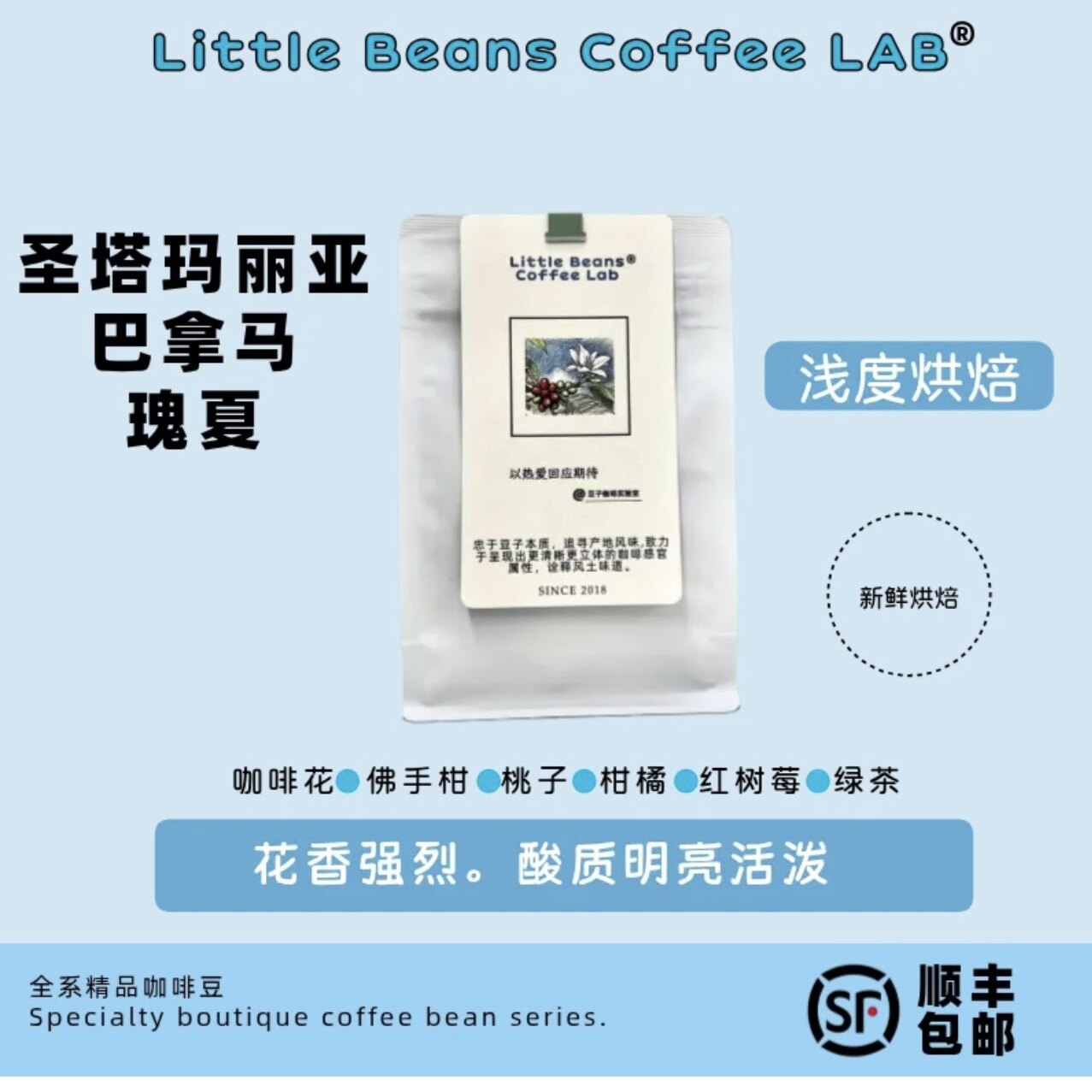 巴拿马瑰夏 圣塔玛利亚庄园水洗瑰夏浅烘手冲咖啡豆 豆子咖啡