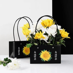 润峰鲜花手提盒小花篮防水包装 盒多支袋 纸花束插花盒花店花艺包装