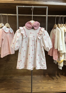 韩单 纯元 女童春季新款五分袖纯棉超软连衣裙