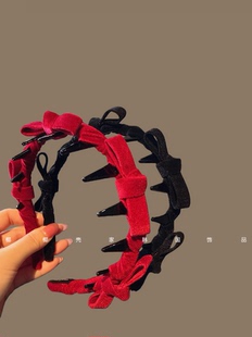 韩国新款复古丝绒波浪倒插梳发箍高颅顶头箍洗脸发饰发卡女