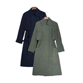 现货ICIC小禾同款 深圳南油2025秋新款 薄丝毛精纺色织单排扣风衣