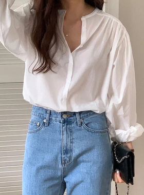 现货RL同源女装25春夏宽松版型棉质衬衫 设计感半开襟上衣
