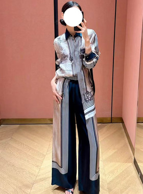 Max同源桑蚕丝深圳南油2026游轮度假真丝上衣衬衫+同款裤子