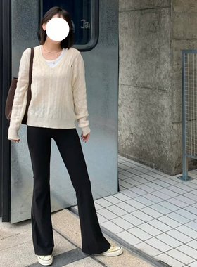 现货Mais同源简约基础阔腿裤黑色宽松裤长裤子裤喇叭裤