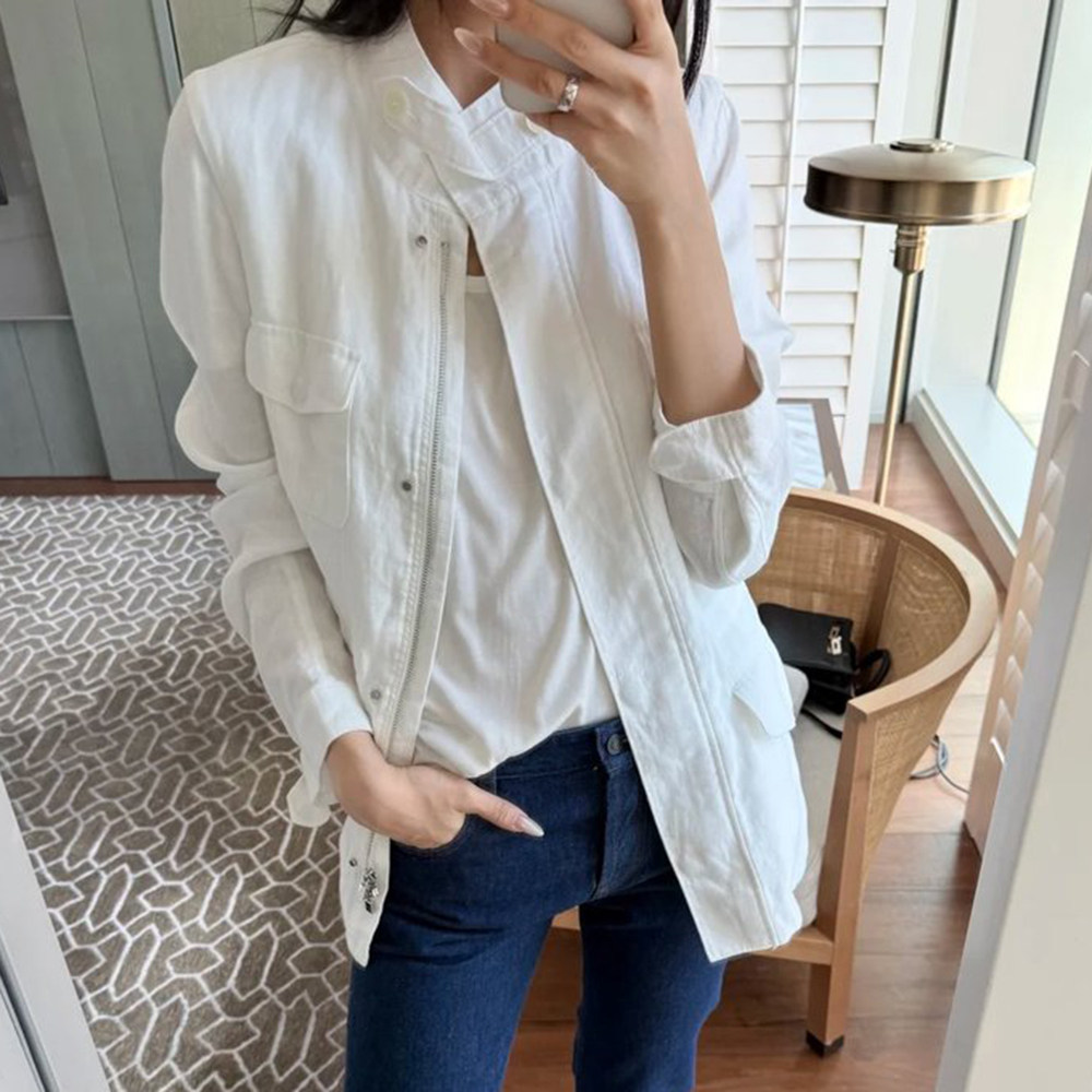 现货LP同源女装2026新款纯亚麻女士夹克外套上衣图片