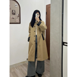 现货KJ同源斜纹长绒 廓形长风衣 重工拼接AMS秀款