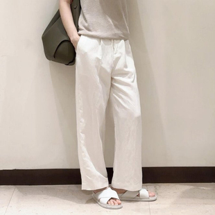 现货ICIC小禾女装26夏新品绢麻绸直筒裤