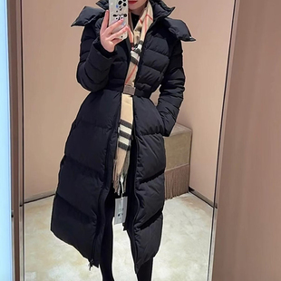 现货BUR同源2025冬季新款女装束带设计长款羽绒服