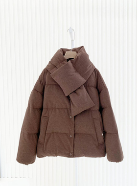 现货ICIC小禾同源鹅绒HUG羽绒服女装新款羊毛牦牛绒混纺羽绒服