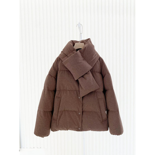 现货ICIC小禾同源鹅绒HUG羽绒服女装 羊毛牦牛绒混纺羽绒服 新款