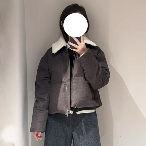 秋冬衣橱的 “定番级” 毛呢短款女羽绒服鹅绒填充外套毛领可拆卸