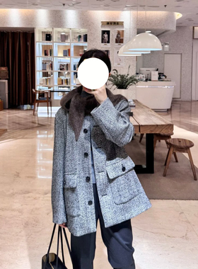 现货ICIC小禾同源女装2025秋冬新款羊毛混纺花呢短款大衣