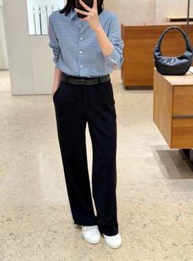 现货ICIC小禾同源2025新款经典黑罗马布直筒裤穿出松弛感天花板