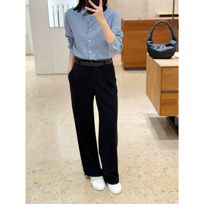 现货ICIC小禾同源2025新款经典黑罗马布直筒裤穿出松弛感天花板