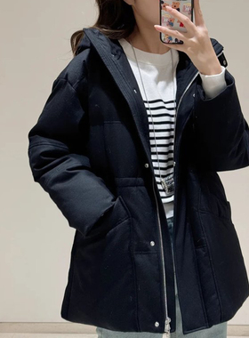 现货ICIC小禾同源鹅绒HUG羽绒服女装2025冬季羊毛法兰绒羽绒服