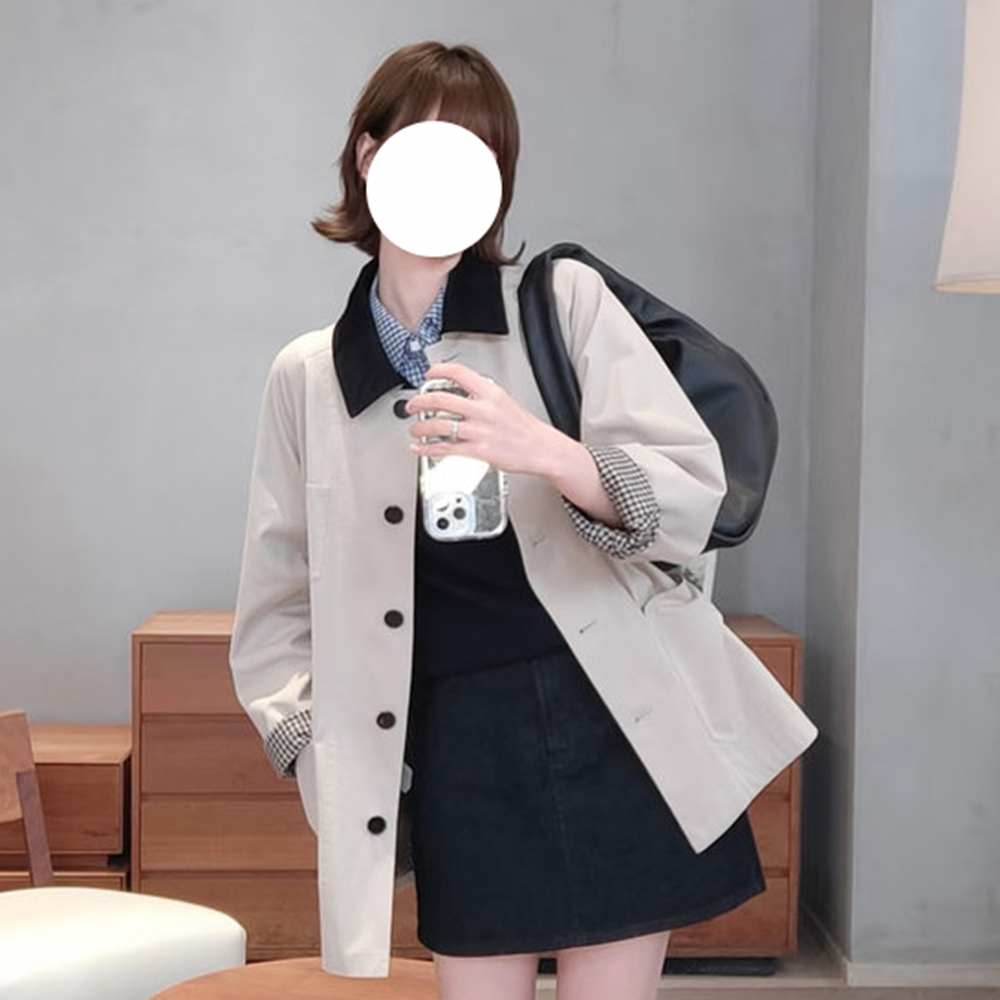 现货ICIC小禾同源女装2025新款巴恩风高密斜纹棉夹克外套