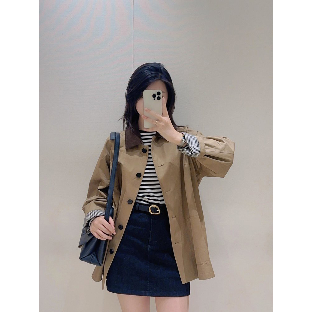 现货ICIC小禾同源女装2025 早秋新款高密斜纹棉夹克外套