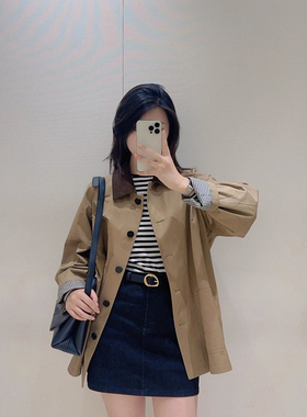 现货ICIC小禾同源女装2025 早秋新款高密斜纹棉夹克外套