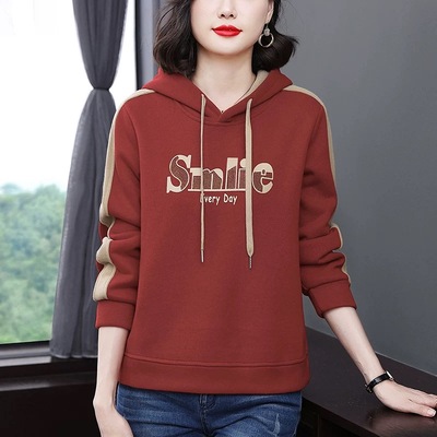 连帽卫衣女装2025秋冬新款洋气妈妈长袖上衣大码胖mm宽松遮肚外套