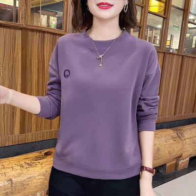 双面德绒加厚卫衣女秋冬新款洋气妈妈长袖t恤大码保暖上衣打底衫