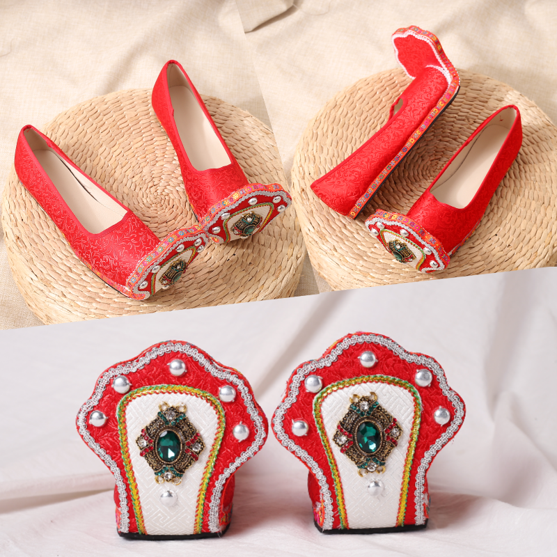 中国风靴子民族靴翘头履复原平跟平底登云履汉服靴云头履女古风靴