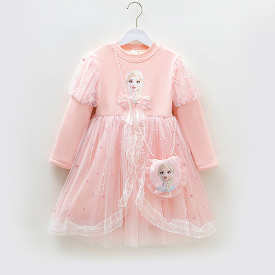 2026秋季新款连衣裙女宝宝长袖蓬蓬纱裙艾莎裙洋气女童爱莎公主裙