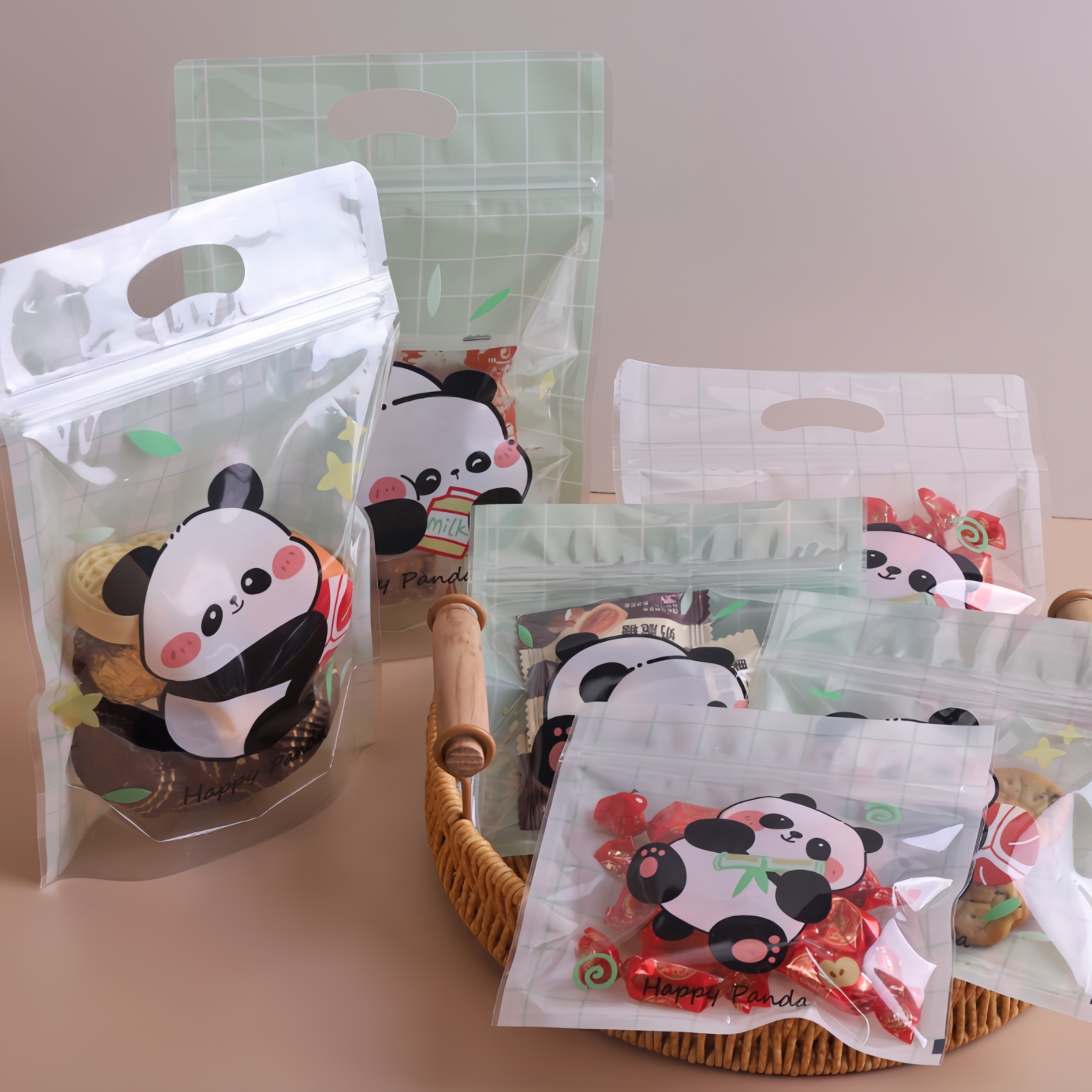 小清新熊猫panda糖果零食密封袋手工烘焙曲奇雪花酥饼干DIY礼物袋