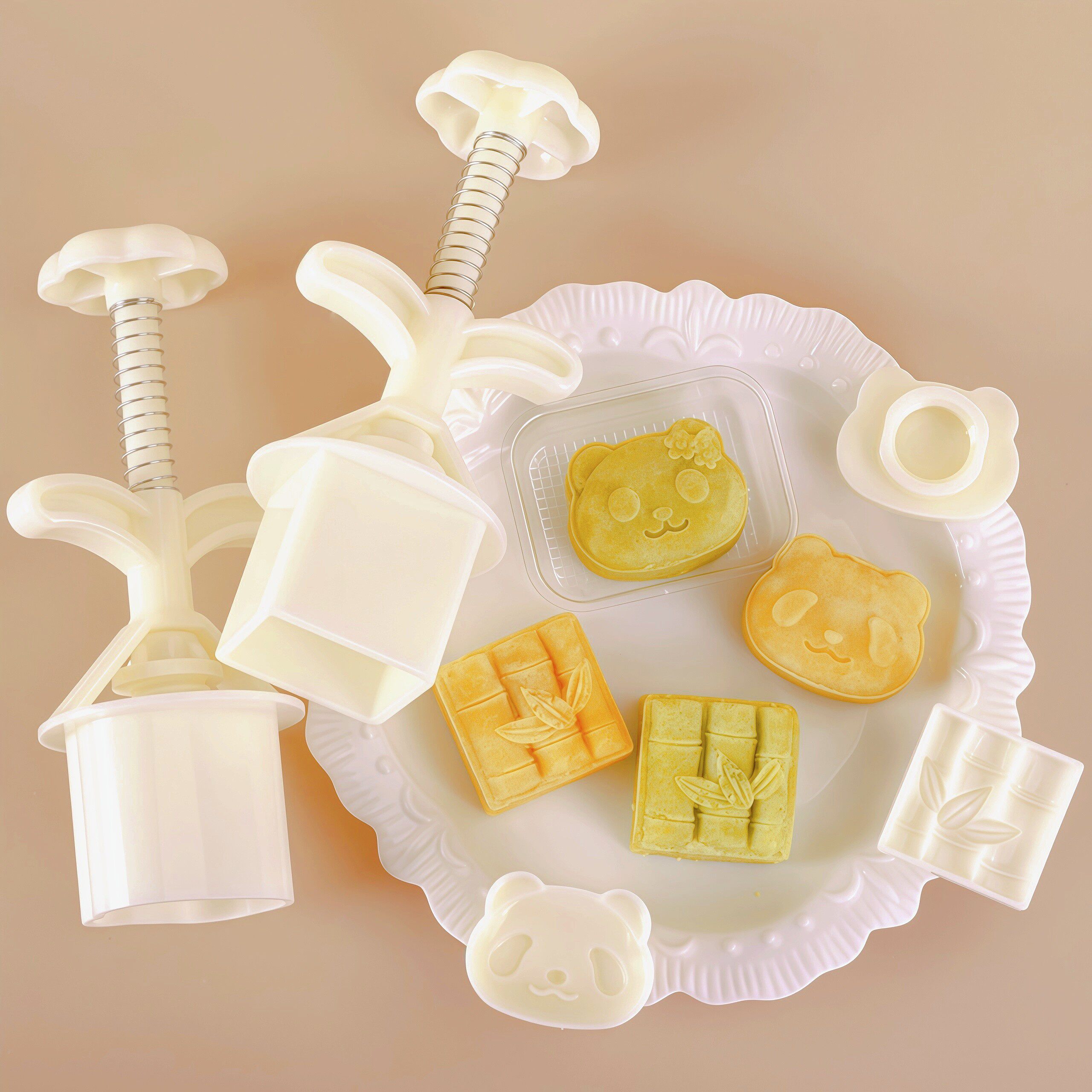 25g30g迷你熊猫花花竹子DIY亲子烘焙手压月饼糕点绿豆糕凤梨酥模