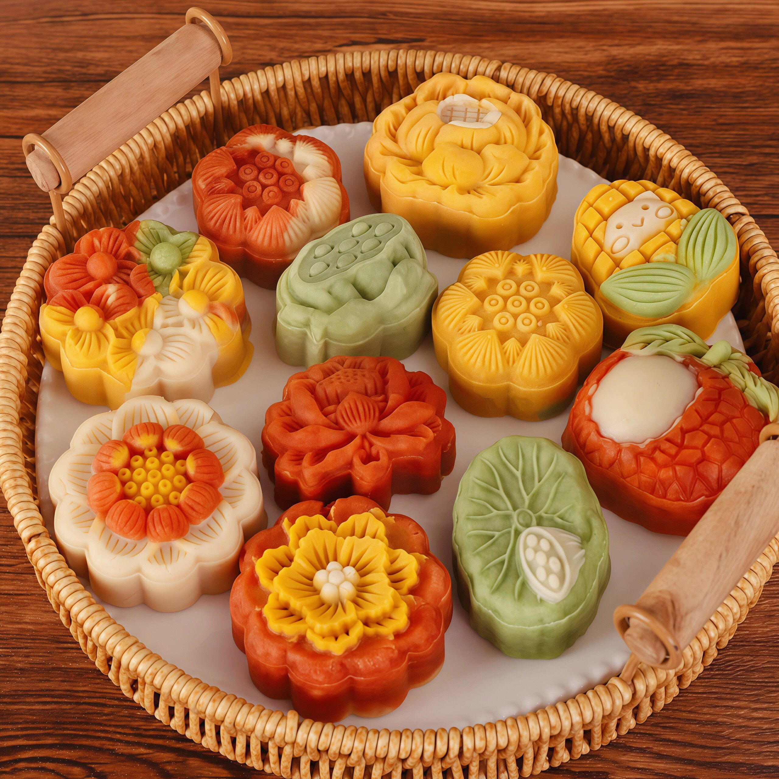 2025新款国风卡通银杏叶荷花莲蓬手压月饼模具75g中秋月饼糕点模