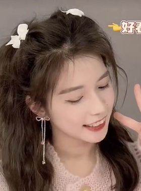 糖果色蝴蝶结小发夹少女