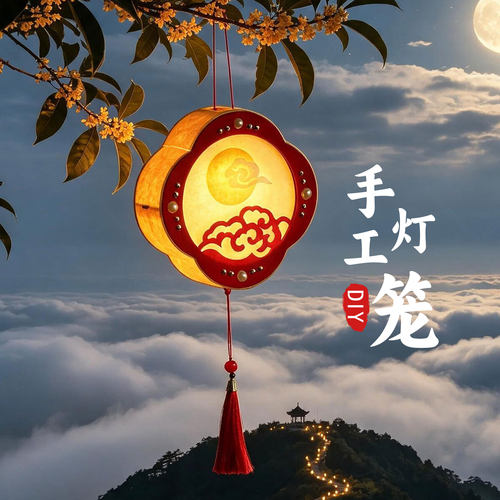 2026新款中秋国庆灯笼儿童手工DIY材料古风手提发光汉服国风花灯