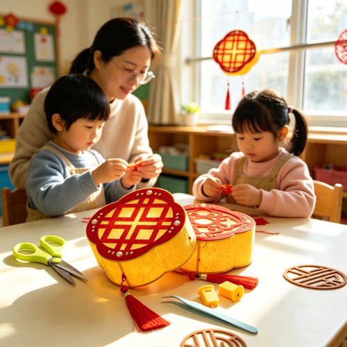 2026新款中秋国庆灯笼儿童手工DIY材料古风手提发光汉服国风花灯