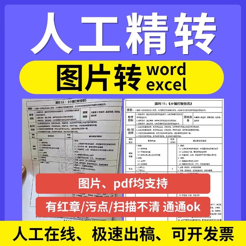 打字提取文字录入表格word扫描件文件人工图照片pdf转换格式excel