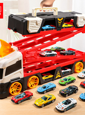 合金收纳货柜工程车变形大卡车儿童礼物折叠轨道弹射汽车男孩玩具