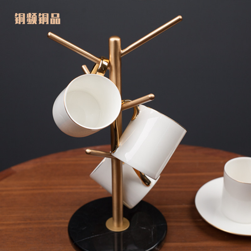 铜频铜品 黄铜大理石树枝形杯架收纳架置物架北欧INS风挂式沥水架|ruв категории семья/личные чистящие средства, ванная приборов/принадлежности для ванной, подстаканник - от Buy2taobao.com для оказания профессиональной услуги покупки агента Taobao