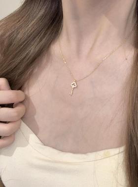通体S925纯银项链mini魔法钥匙轻奢高端小众级感百搭气质锁骨颈链