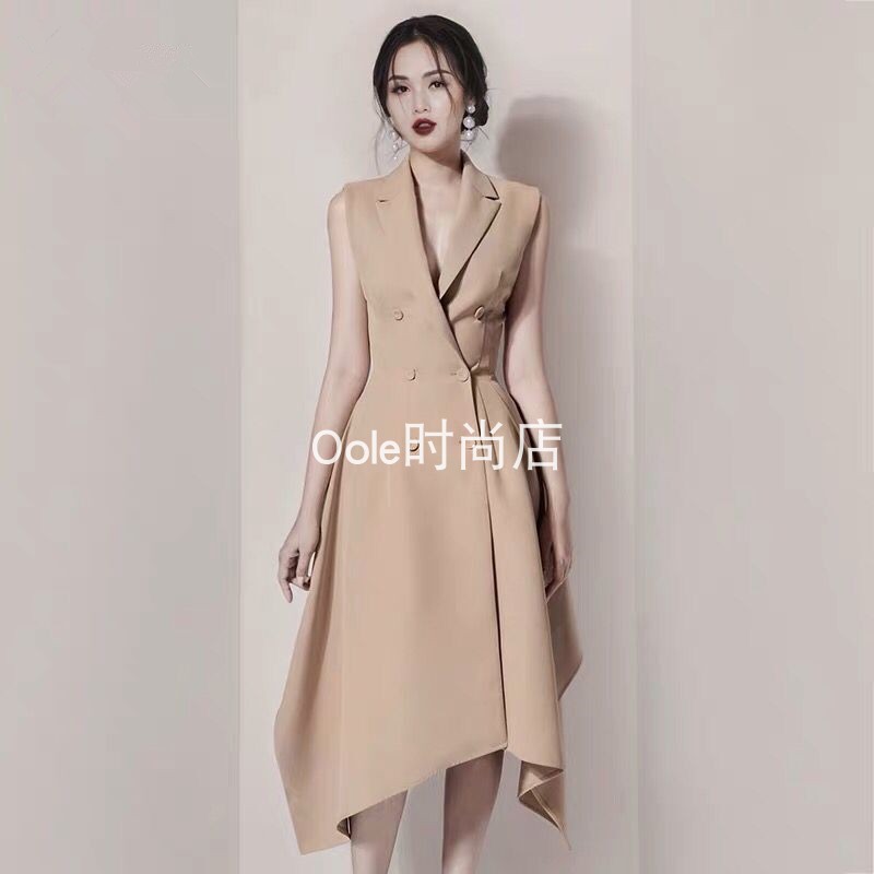 性感V领礼服轻奢小众高端级气质名媛晚宴会修身收腰不规则连衣裙