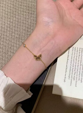 S925纯银手链CNC工艺碎冰冰蝴蝶轻奢高端小众级设计感镶碳钻锆石