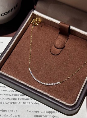 S925纯银项链微笑镶钻锆石爆闪轻奢高端小众级设计感锁骨颈手链潮