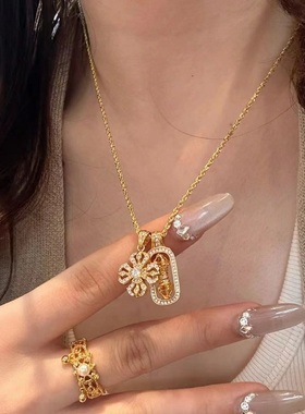 意大利中古十字金刚杵S925纯银镶钻项链轻奢小众高端级设计感颈链