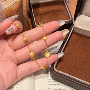 S925纯银手链豆豆拉丝工艺意大利中复古轻奢高端小众级设计感串环