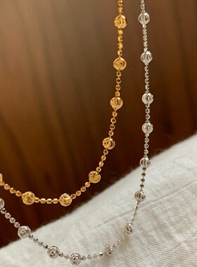 S925纯银项链满天星镭射爆闪珠百搭轻奢高端小众级设计感锁骨颈链