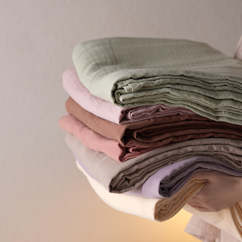 【富山草莓】高级感A类双层皱皱纱床单单件纯棉100全棉床笠保护罩